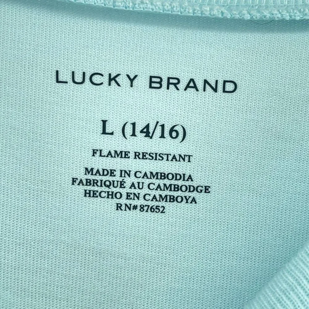 Lucky Brand Boys Pajama Top, Flame Resistant Graphic Sleep Shirt, Size L 14/16
